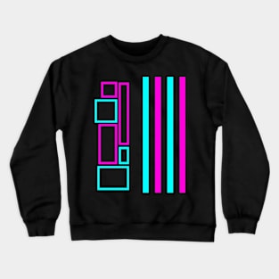 Pink And Blue Lines And Squares Crewneck Sweatshirt